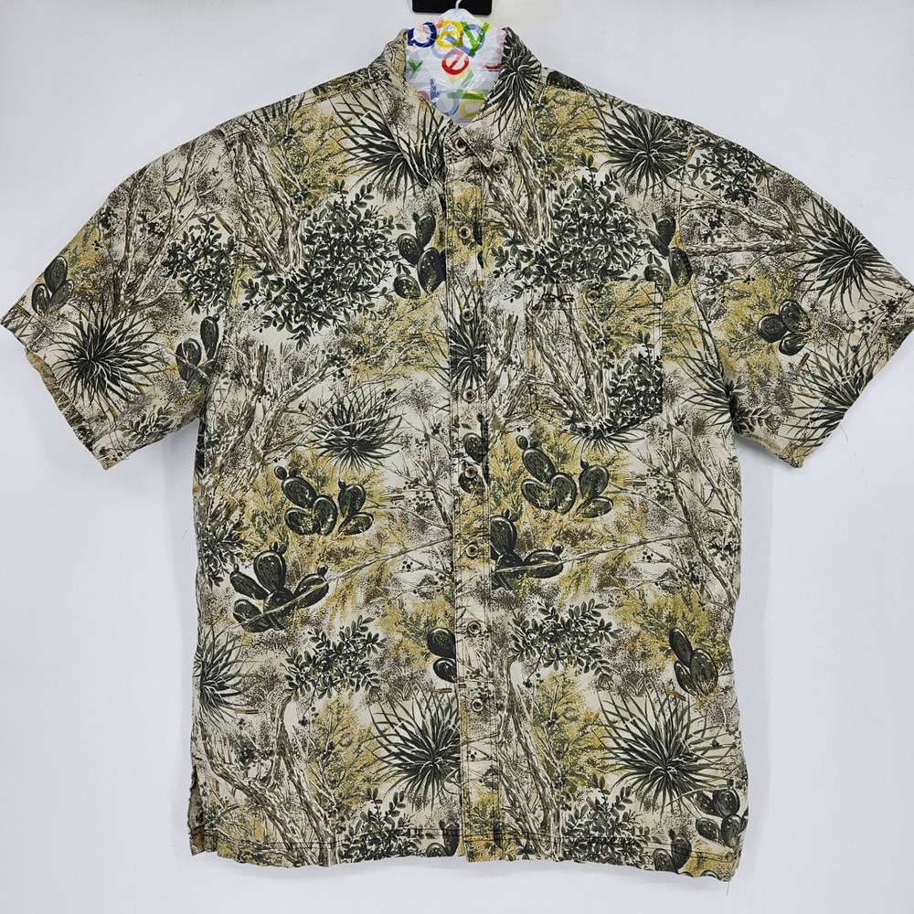 Gameguard Shirt Mens Large Cactus Camouflage Fishing Short Sleeve Outdoor